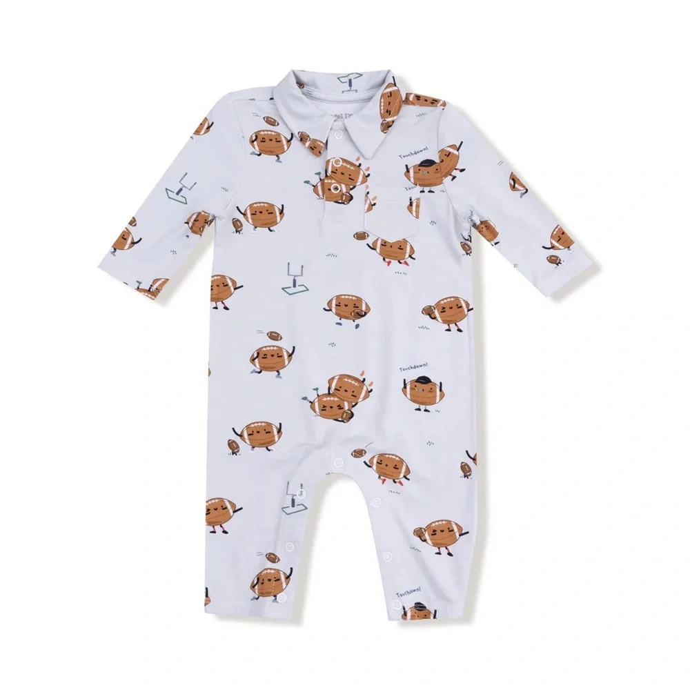 Angel Dear Polo Romper Football 0-3 6-12 18-24 months